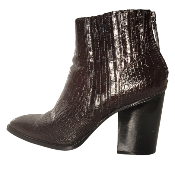 ZARA Brown Women's Booties Ankle Boots Block Heel Ankle Booties Size 37 - Picture 3 of 6